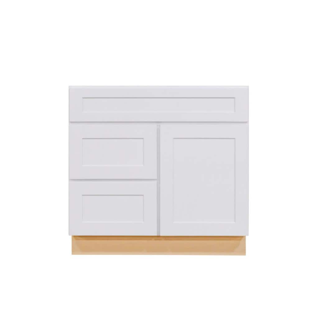 ProCraft Cabinetry Liberty Series Assembled W 21 in. D 34.5 in. H Sink Base Bath Vanity Cabinet Only With Left Drawers