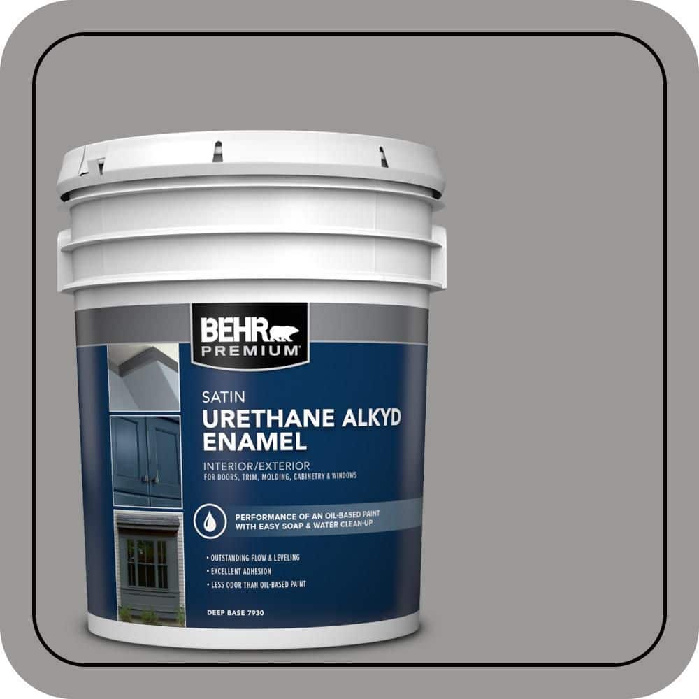 BEHR PREMIUM 5 gal. #HDC-NT-10A Dolphin Gray Urethane Alkyd Satin Enamel Interior/Exterior Paint