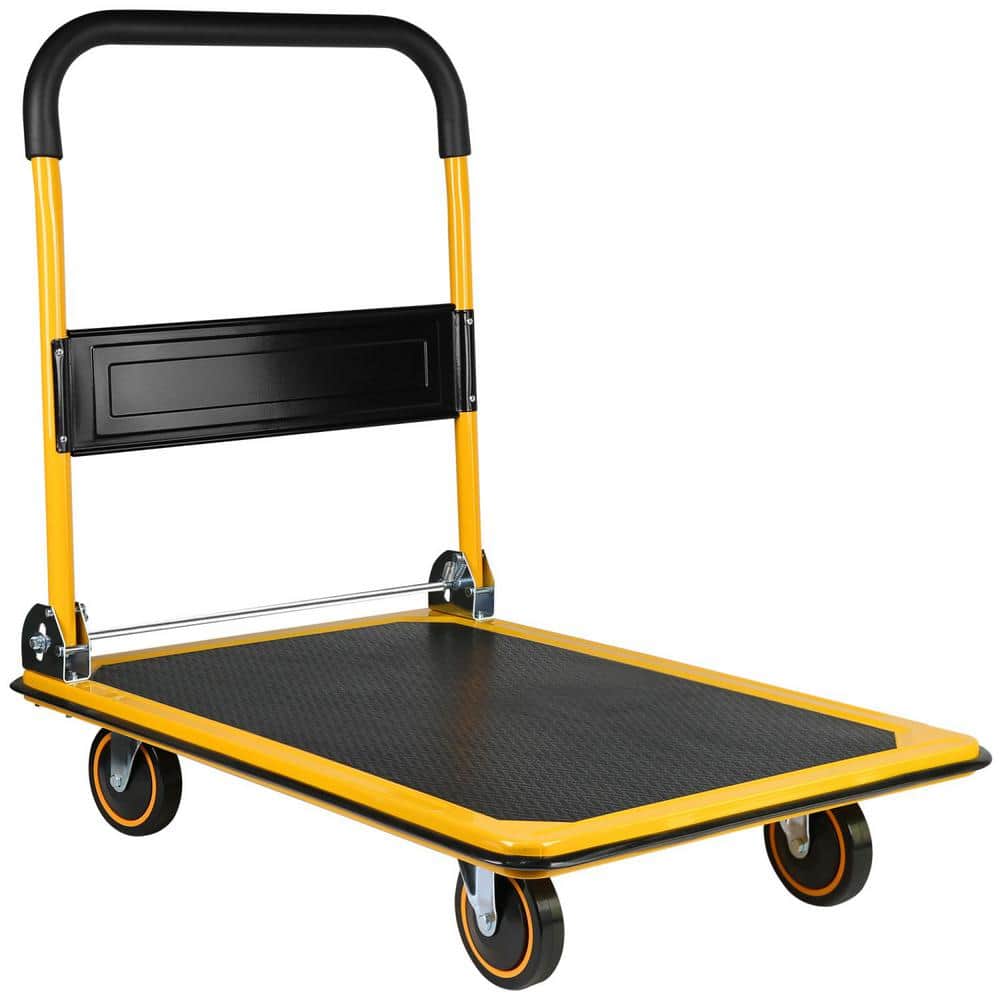Tidoin 660 lbs. Capacity Yellow Heavy-Duty Moving Platform Hand Truck Cart (1)