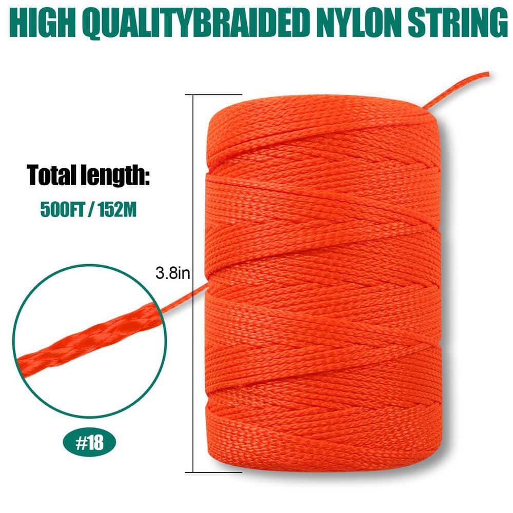 NVNOO 500 ft. Orange Mason Line for Gardening Twine, Braided Mason Line, Construction and Masonry String (1-Pack) (2)
