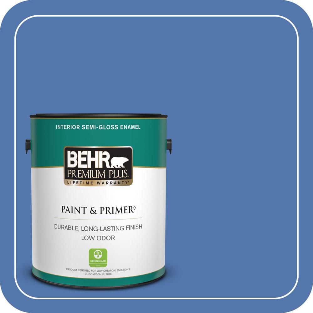 BEHR PREMIUM PLUS 1 gal. #590B-6 Flying Fish Semi-Gloss Enamel Low Odor Interior Paint & Primer
