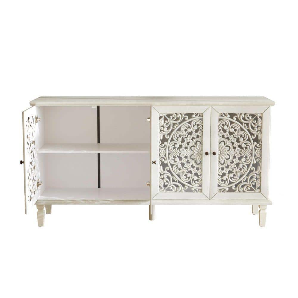 COWLOWN 59.84 in. W x 15.74 in. D x 31.5 in. H Bathroom White Linen Cabinet (1)