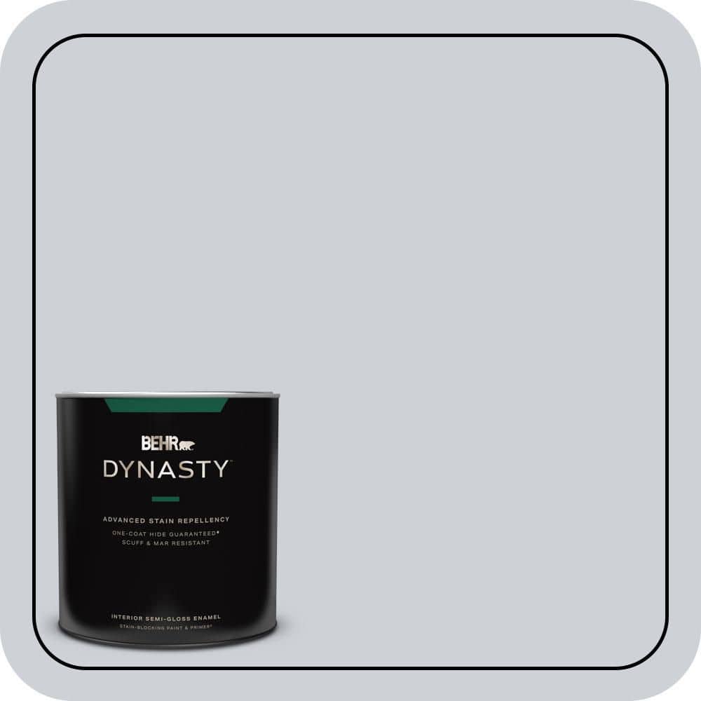 BEHR DYNASTY 1 qt. #MQ3-61 Moonlit Snow One-Coat Hide Semi-Gloss Enamel Interior Stain-Blocking Paint & Primer