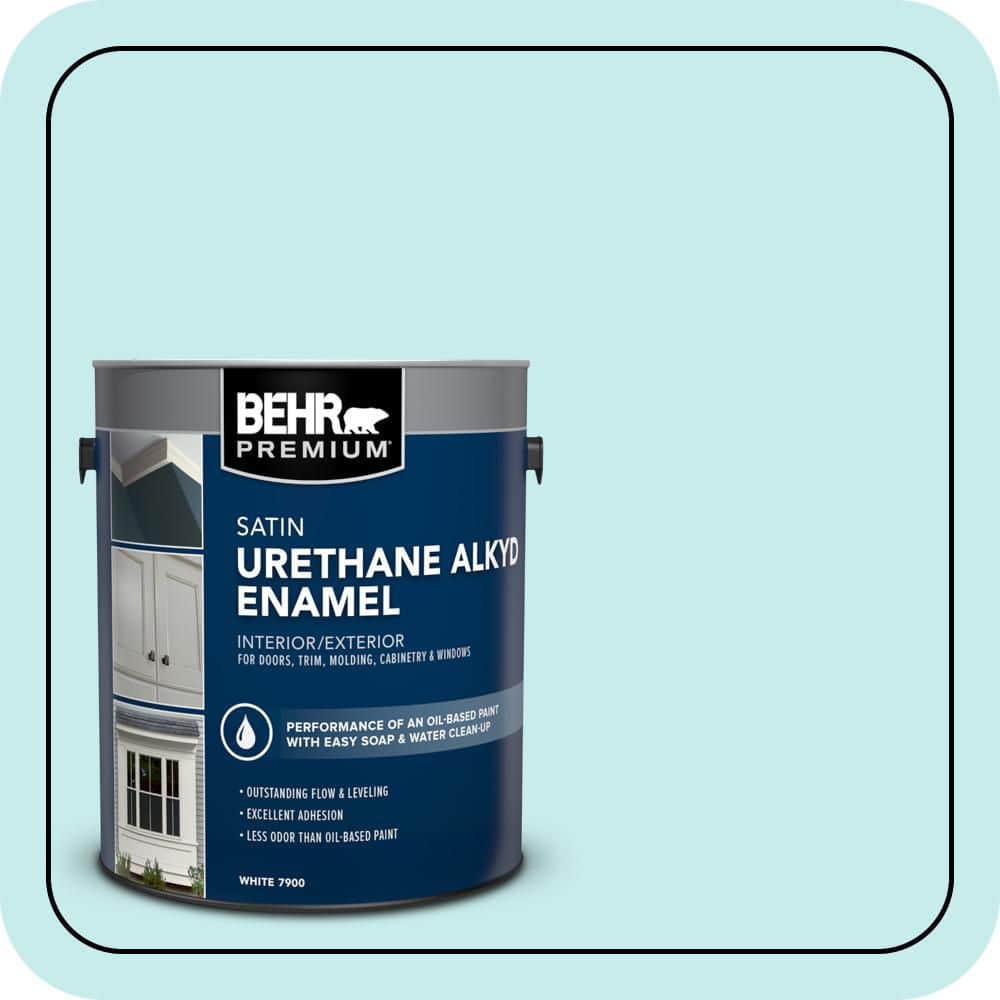 BEHR PREMIUM 1 gal. #P460-1 Morning Sky Urethane Alkyd Satin Enamel Interior/Exterior Paint