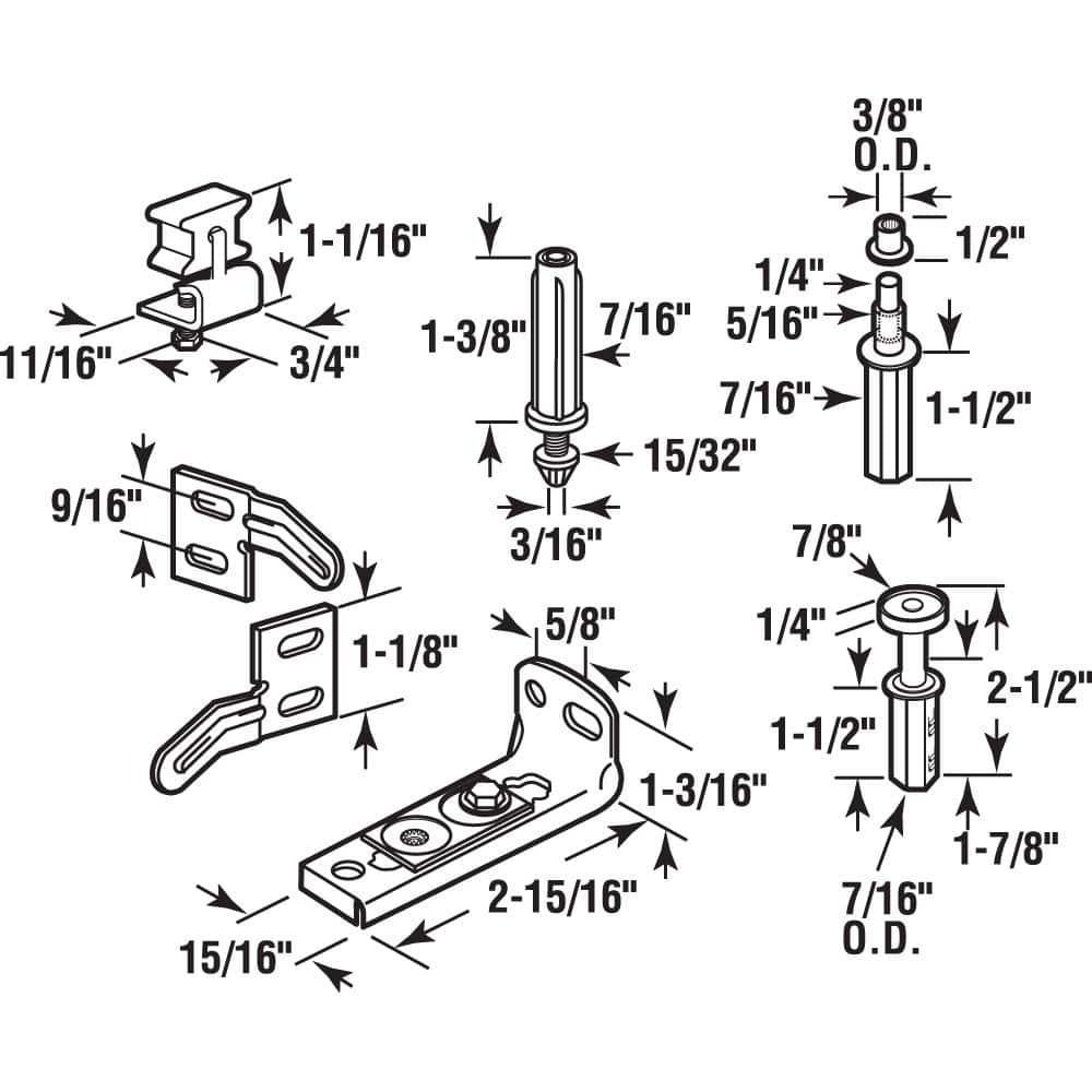 Prime-Line Bi-Fold Door Repair Kit, Fits 7/16 in. Dia Hole, 7/8 in. Outside Diameter Wheel, Spring-Loaded Guides (2)