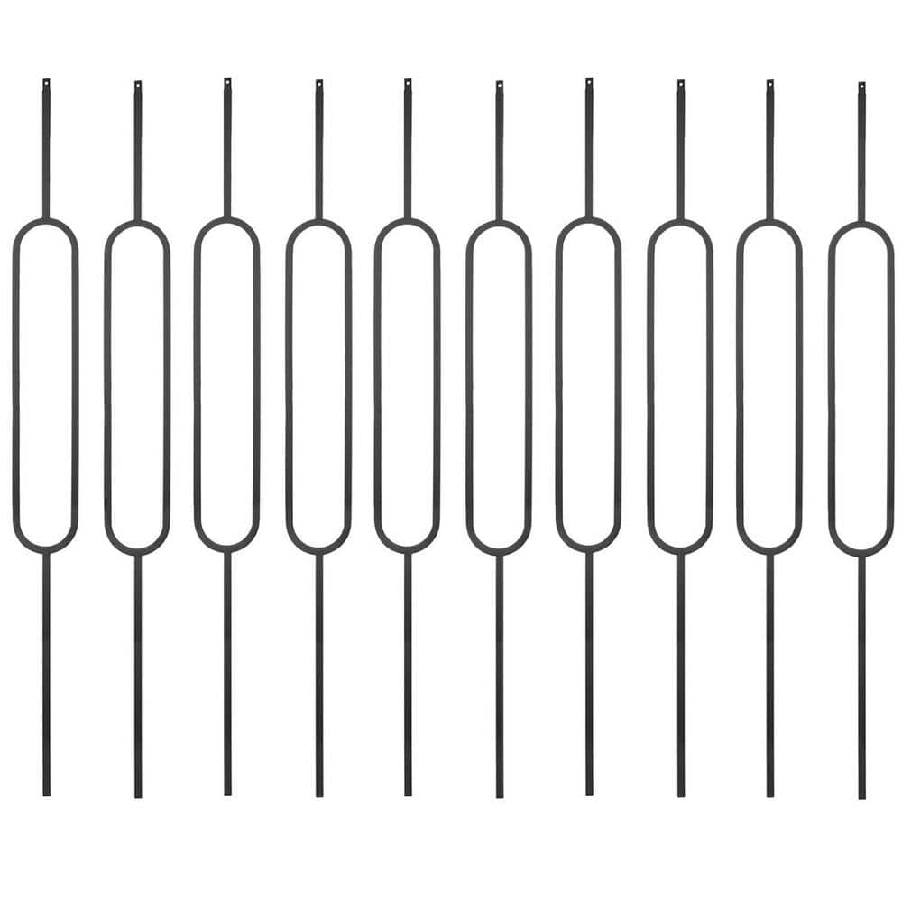 Afoxsos 44 in. H x 4 in. W Wrought Iron Hollow Single Oval Decorative Metal Balusters for Deck Railings, 10-Pack (1)