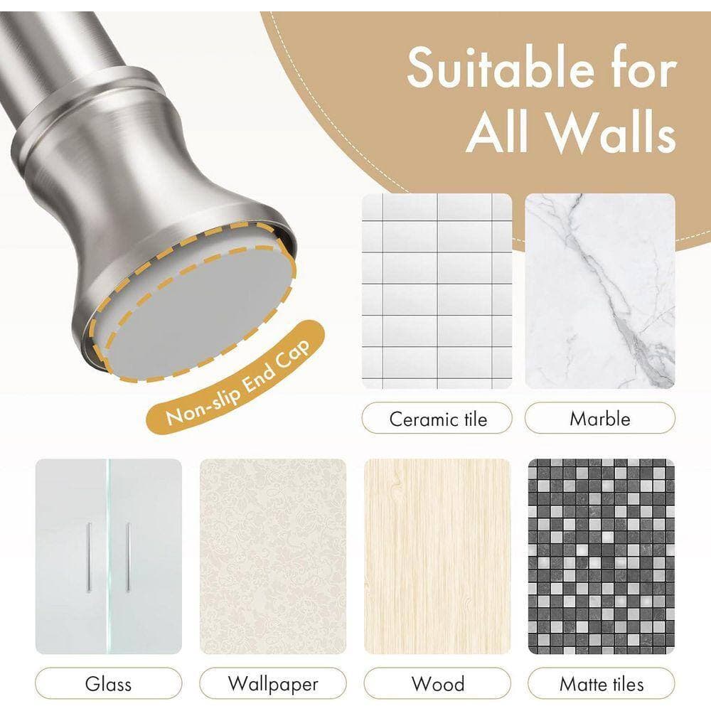 Unbranded Adjustable Rust-Resistant Tension, 1.70 in. W x 51 in. L, Silver No Drill for Shower Curtain Liner (3)