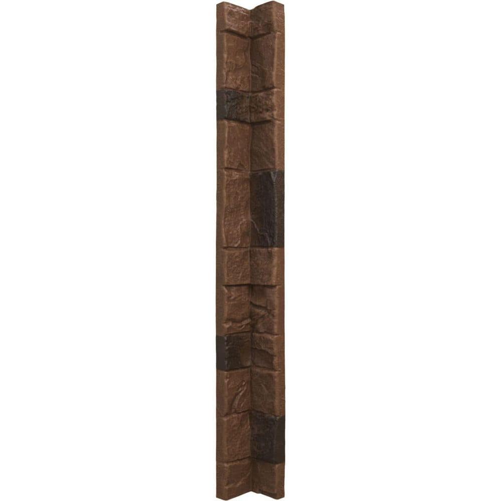 Ekena Millwork Universal Inside Corner for EverStone Faux Stone Siding Panels, 3"W x 3"D x 48"H, Weathered Brown Color (1)