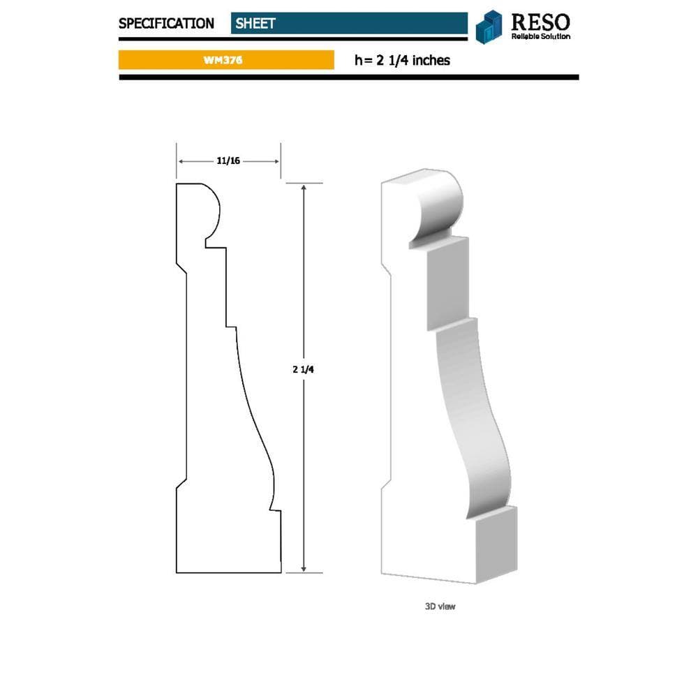 RESO RMC 376 11/16 in. D x 2-1/4 in. W x 85 in. L Primed Finger-Joined Pine Casing Molding 10-Pieces 70 ft. Total (3)