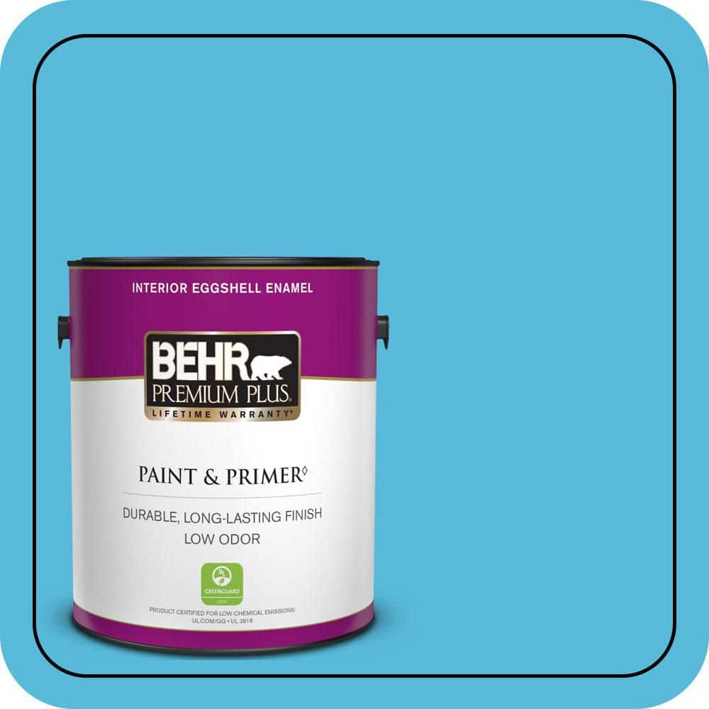 BEHR PREMIUM PLUS 1 gal. #530B-5 Azurean Eggshell Enamel Low Odor Interior Paint & Primer (1)