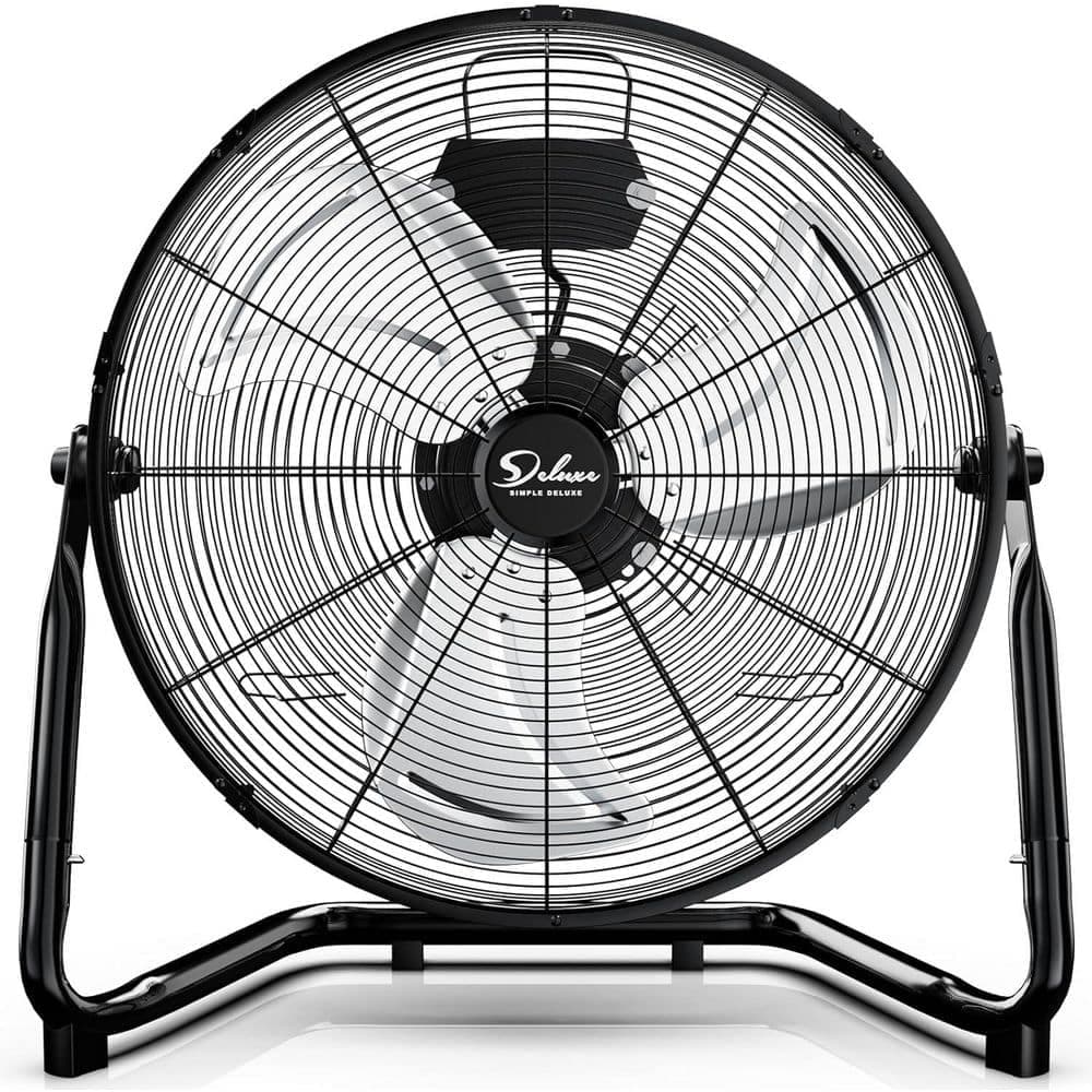 MELEZOOM 20 in. 4650 CFM 3-Speed High Velocity Heavy Duty Metal Industrial Floor Fans in Black (1)