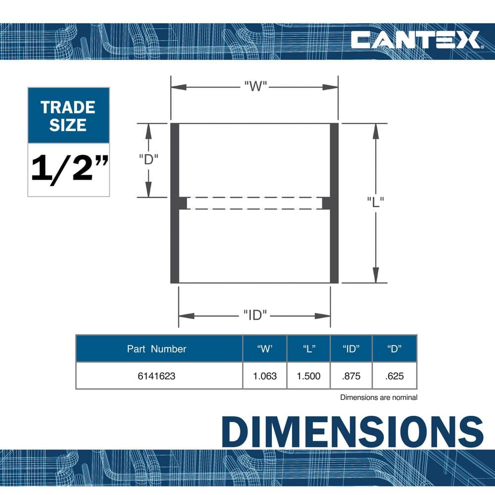 Cantex 1/2 in. Schedule 40-Standard Center Stop PVC Coupling (2)