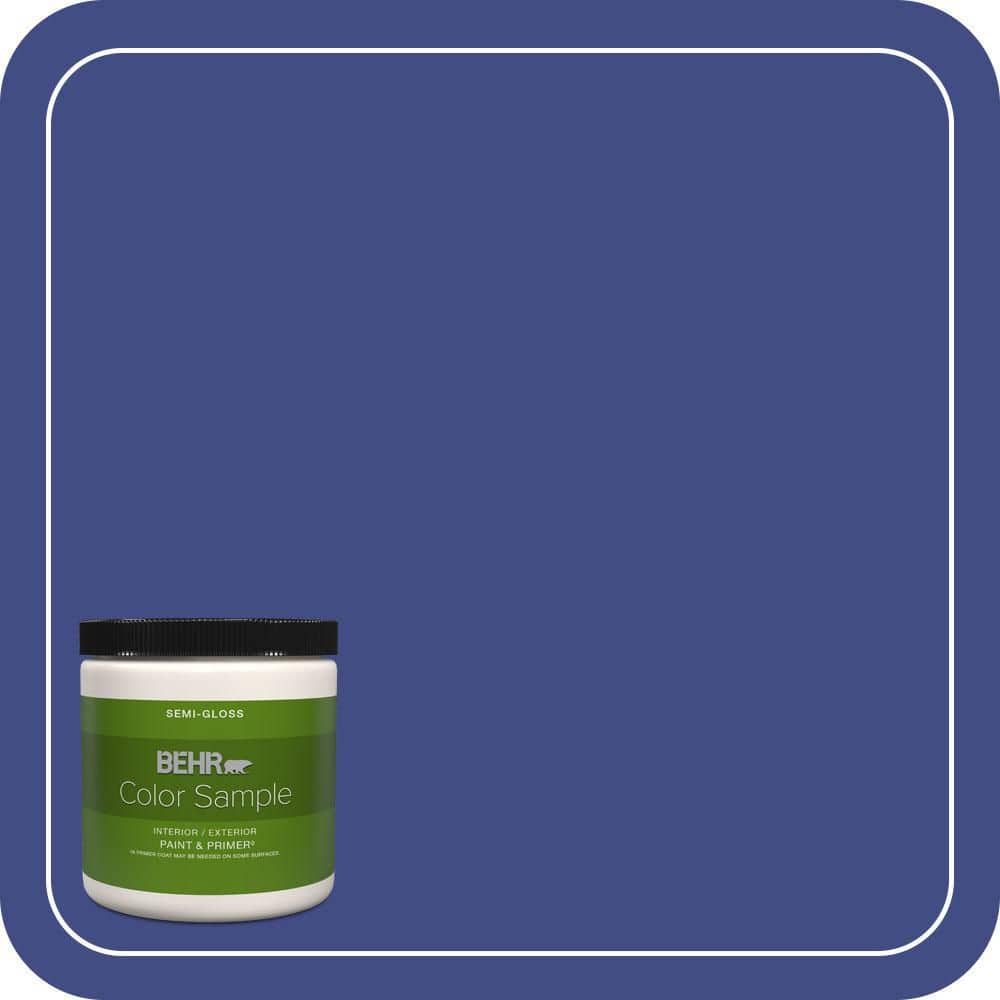 BEHR PREMIUM PLUS 8 oz. #MQ5-48 Boudoir Blue Semi-Gloss Interior/Exterior Paint & Primer Color Sample