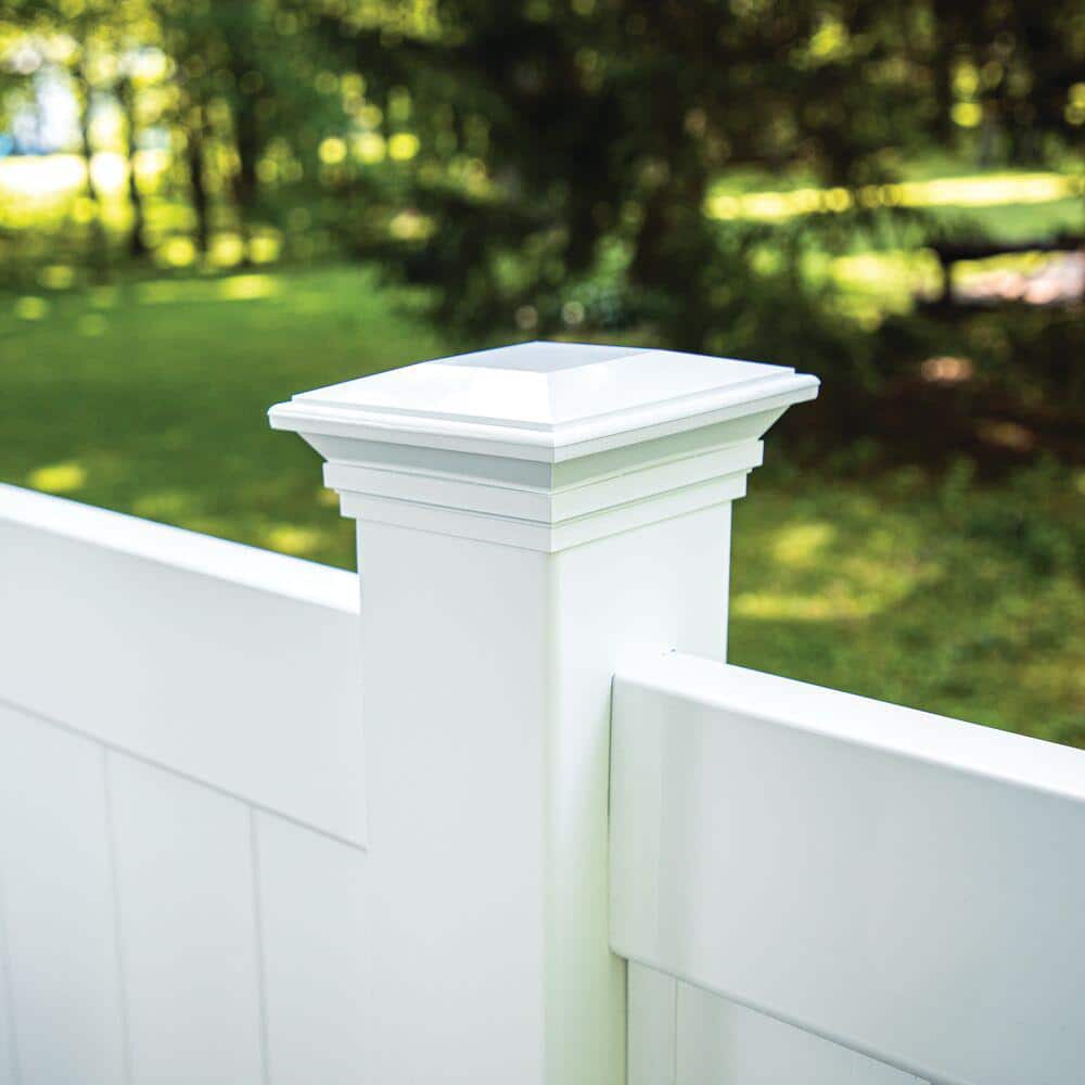 Veranda 5 in. x 5 in. Vinyl Solar-Powered Contemporary Beveled Post Cap (3)