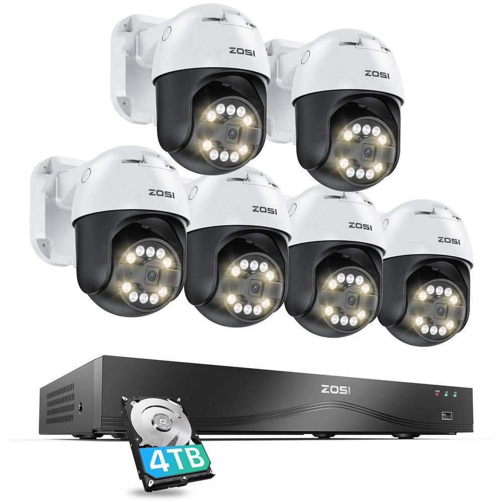 ZOSI 4K 8MP 16-Channel 4TB NVR Home Security Camera System with 6 360°Pan Tilt Wired Outdoor Cameras, 32CH Expandable (1)