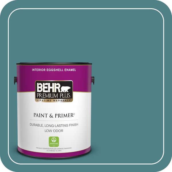 BEHR PREMIUM PLUS #ICC-75 Tapestry Teal Flat Interior/Exterior Paint & Primer Color Sample (3)