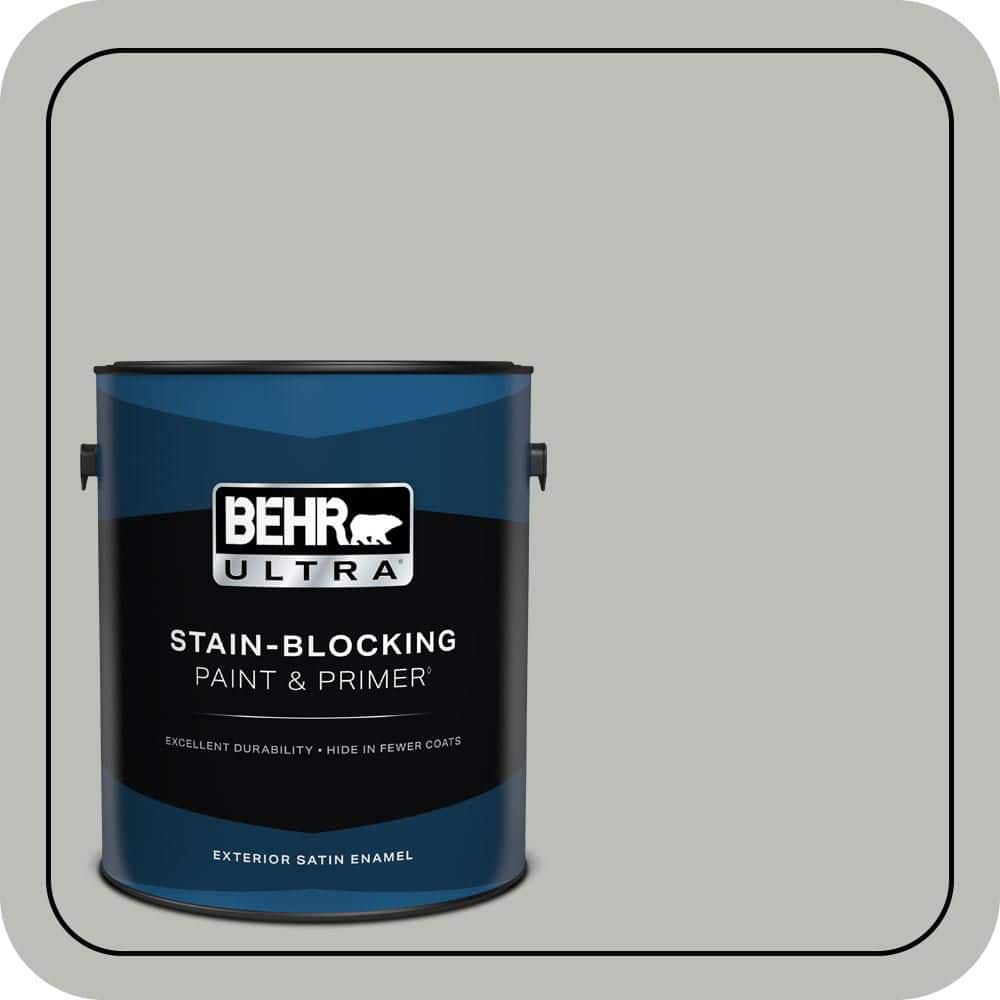 BEHR ULTRA 1 gal. #PPU24-17 Hailstorm Gray Satin Enamel Exterior Paint & Primer