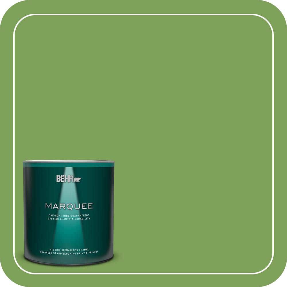 BEHR MARQUEE 1 qt. #P380-6 Springview Green Semi-Gloss Enamel Interior Paint & Primer