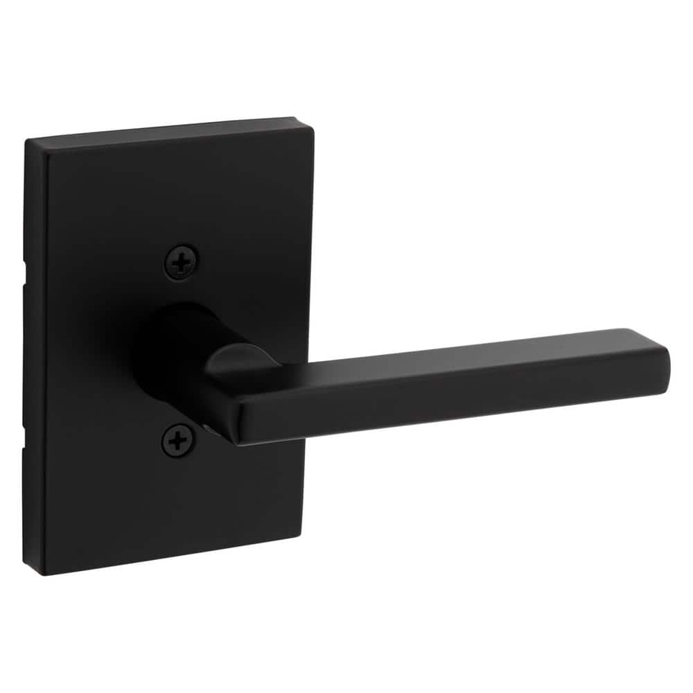 Kwikset Halifax Rectangle Rose Matte Black Dummy Door Handle with Microban