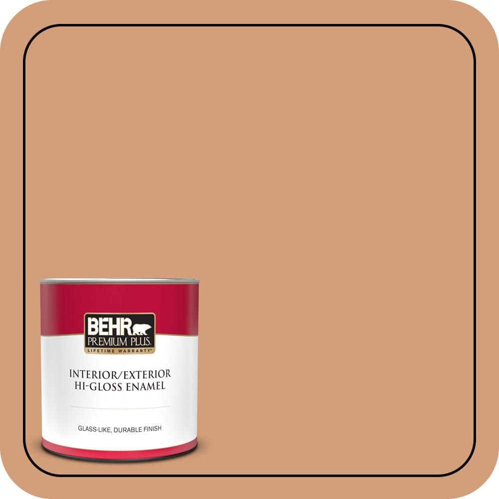 BEHR PREMIUM PLUS 1 qt. #T12-4 Darlin Clementine Hi-Gloss Enamel Interior/Exterior Paint & Primer (1)