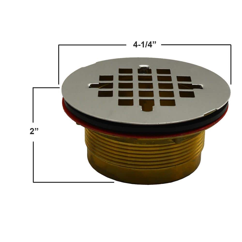 JONES STEPHENS 2 in. Inside Caulk Shower Stall Drain with Brass Body and 4-1/4 in. O.D. Stainless Steel Strainer (3)