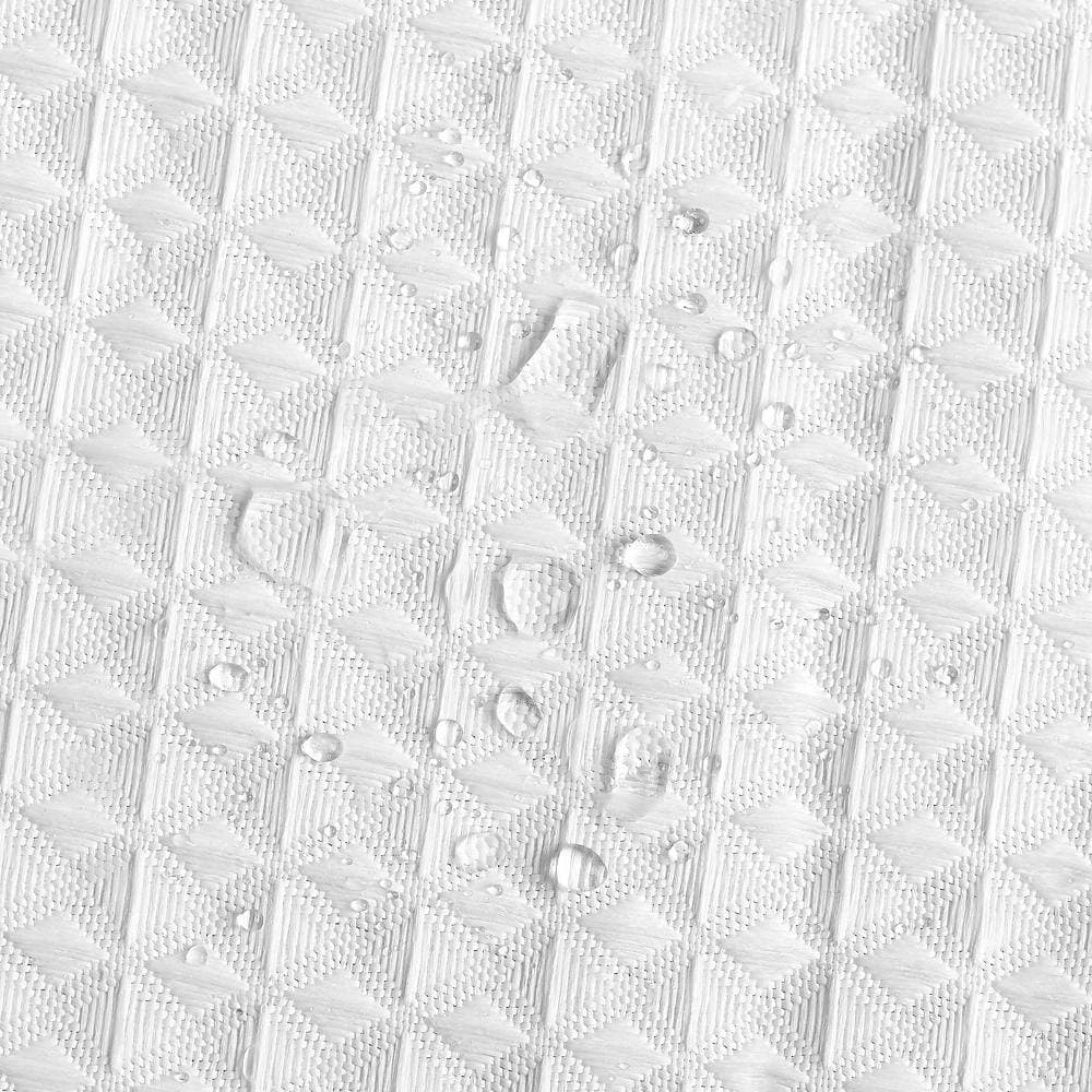 HONGGE White Fabric Shower Curtain, 240 GSM Waffle Weave Polyester Curtain, Machine Washable, 72 x 72 in. (2)