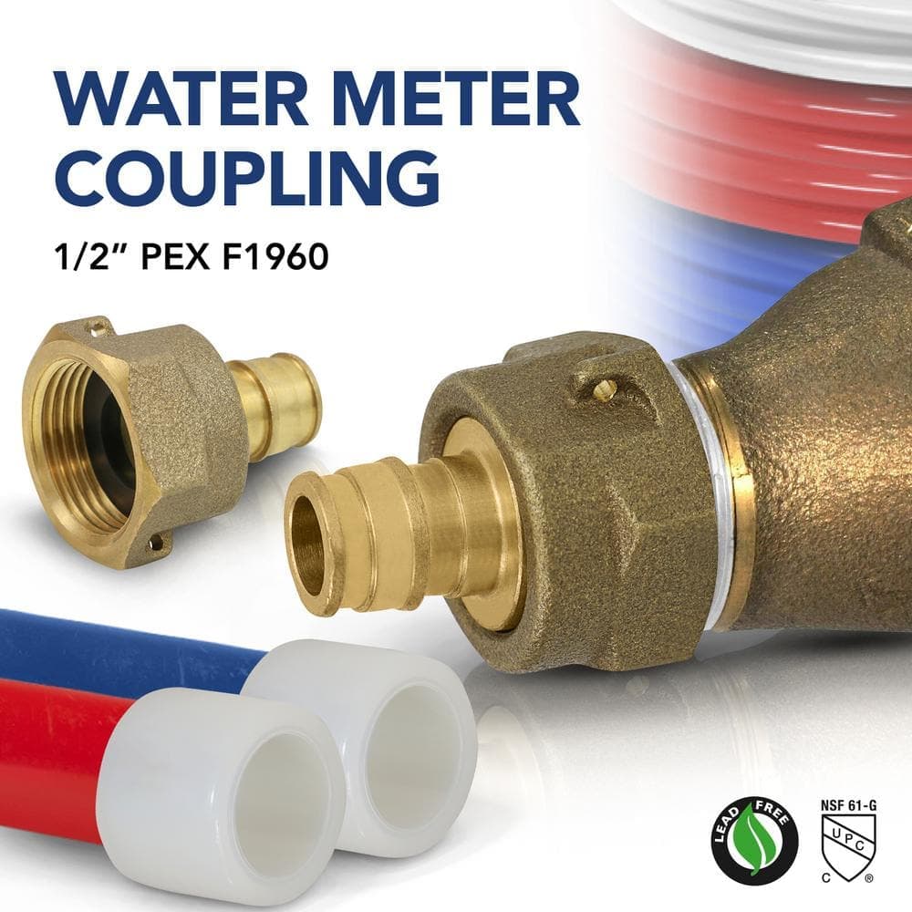 PLUMBFLEX 1/2 in. PEX A 3/4 in. FIP Brass Water Meter Coupling with Washer Lead Free (2)