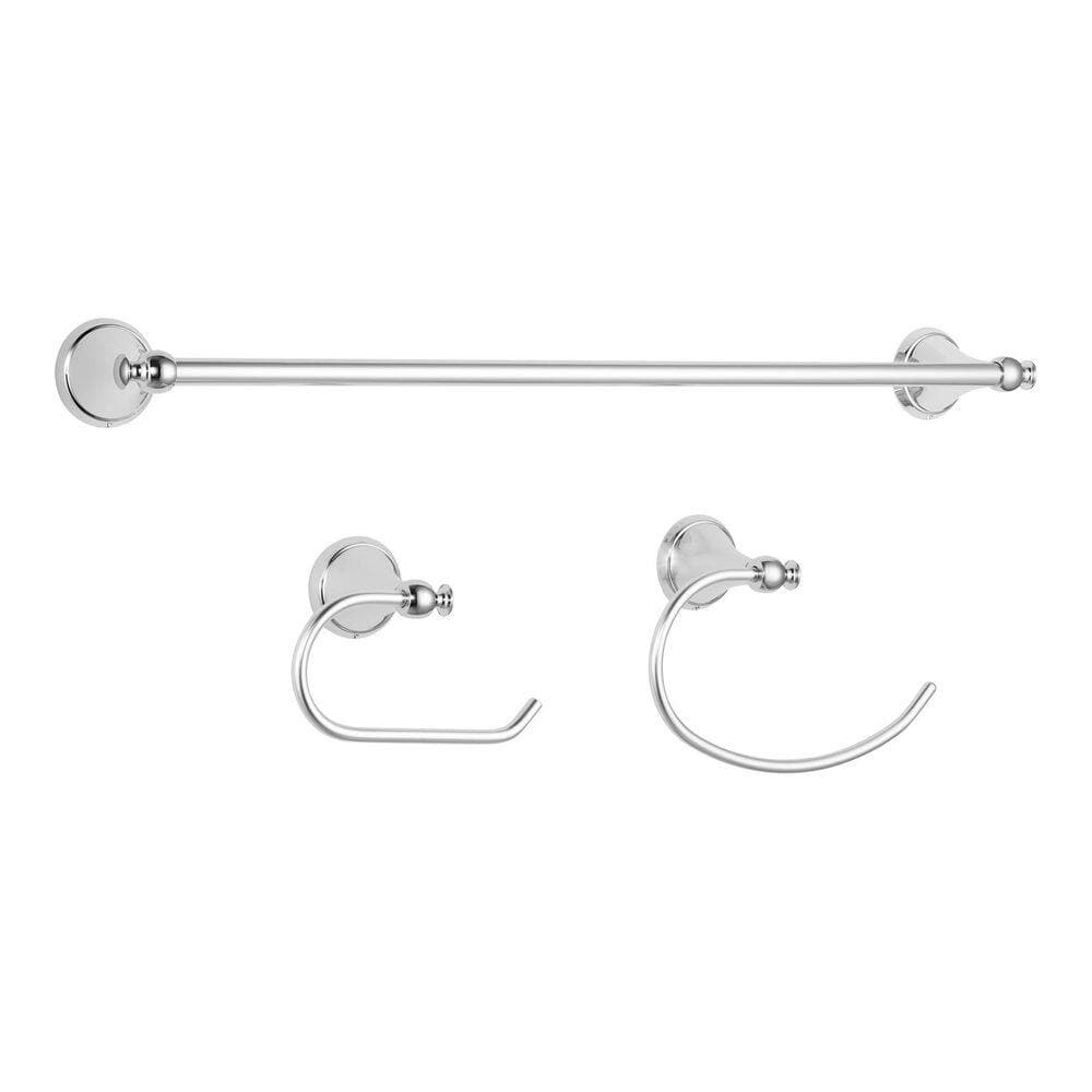 Glacier Bay Haverside 3-Piece Bath Hardware Set with Towel Bar, Towel Ring and TP Holder (2)