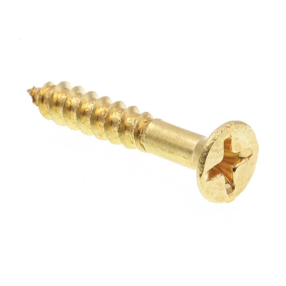 Prime-Line #8 x 1 in. Solid Brass Phillips Drive Flat Head Wood Screws (25-Pack) (1)