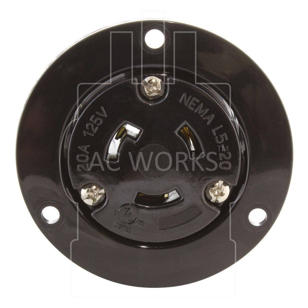 AC WORKS 20A 125V L5-20R Flanged Outlet UL and C-UL Listed (3)