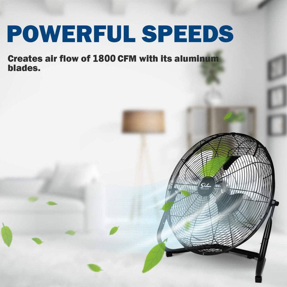 Tidoin 2-Pack 12 in. 3-Speed Metal High Velocity Heavy Duty Floor Fan in Black (3)