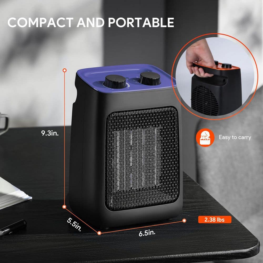 Unbranded 1500W Dark Blue Indoor Electric Ceramic Tower Heater Forced Air Space Heater with Thermostat 3 Modes Quiet ETL (3)