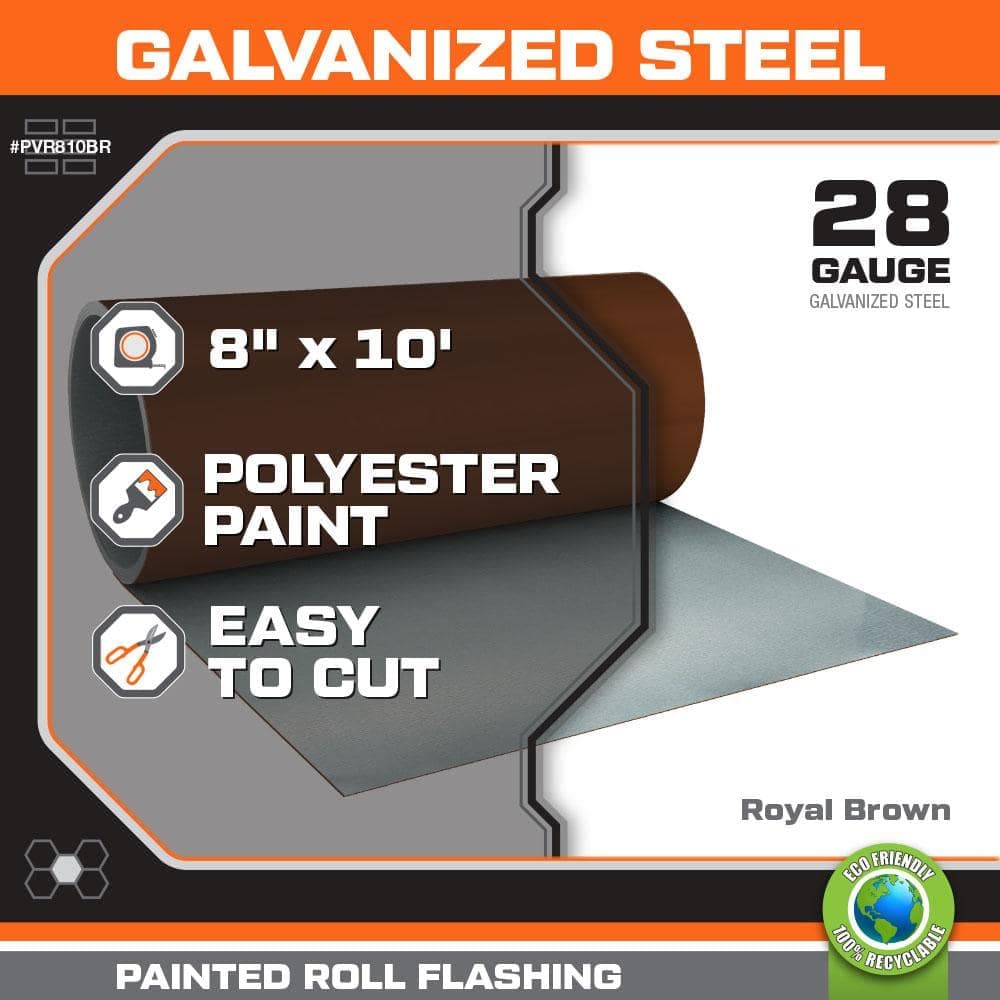 Gibraltar Building Products 8 in. x 10 ft. Brown/White Galvanized Steel Roll Valley Flashing (2)