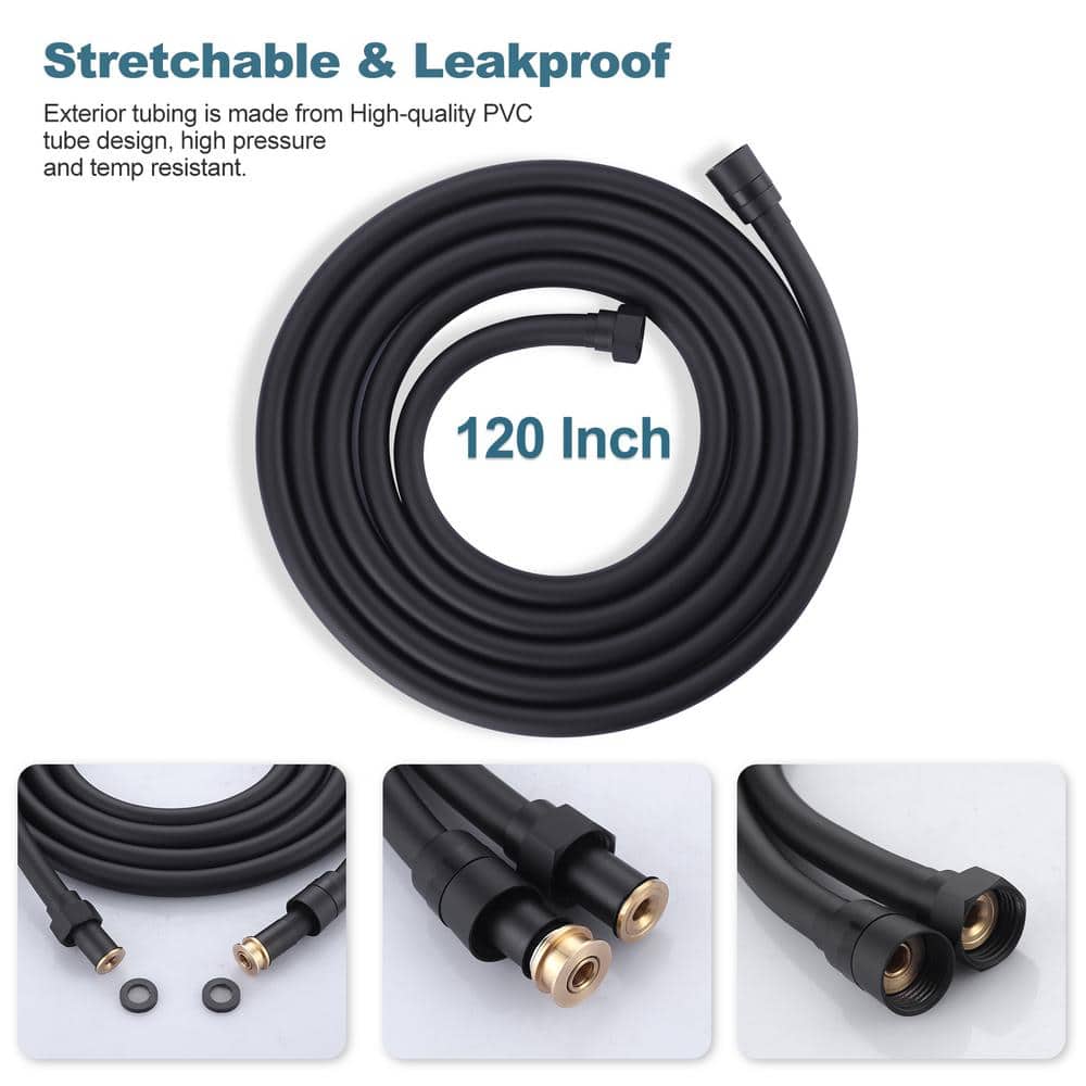 WOWOW PVC 120 in. Shower Head Hose in Matte Black (3)
