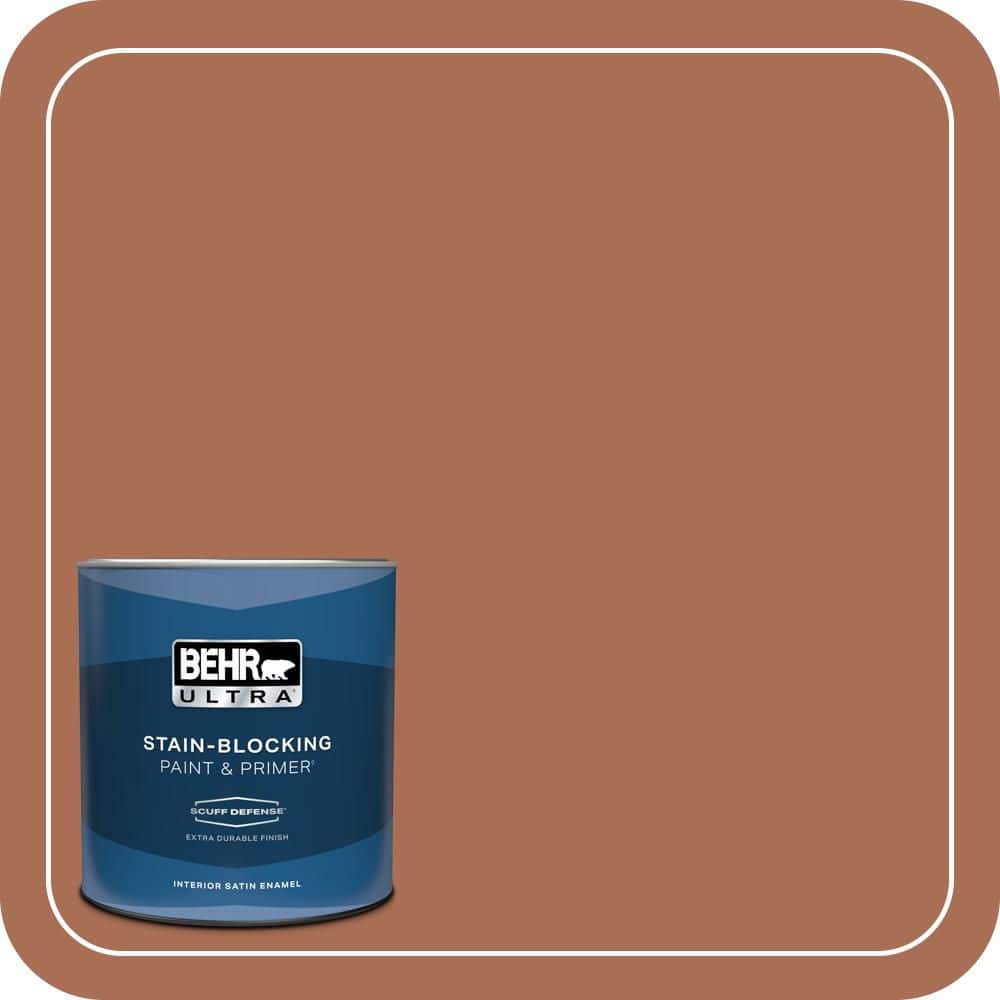 BEHR ULTRA 1 qt. #MQ1-28 Orange Flambe Extra Durable Satin Enamel Interior Paint & Primer