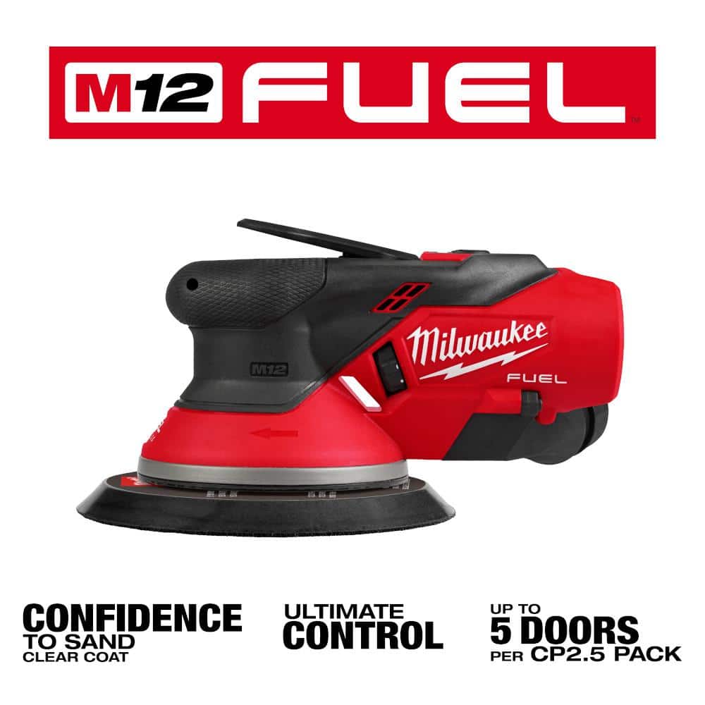 Milwaukee M12 FUEL 12V Lithium-Ion Brushless Cordless 6 in. Random Orbital Sander 3/32 in. with M12 5.0 Ah Battery (3)