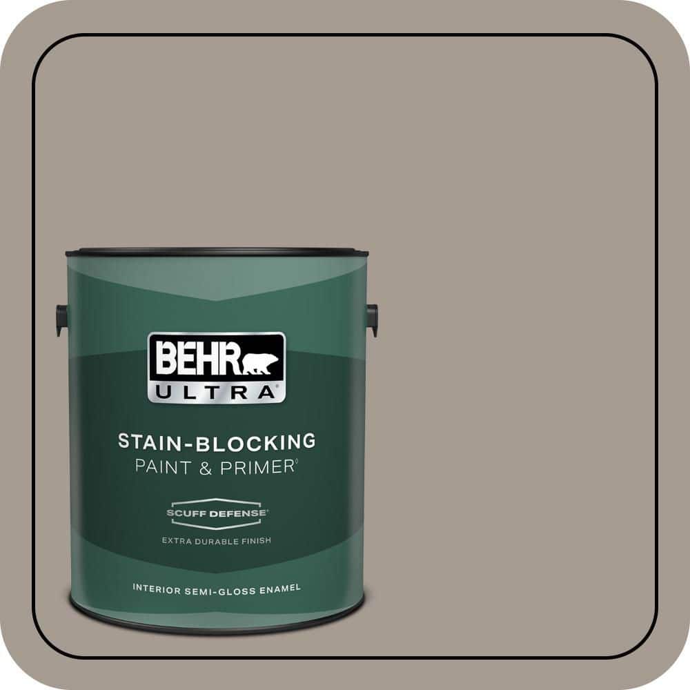 BEHR ULTRA 1 gal. #N200-4 Rustic Taupe Extra Durable Semi-Gloss Enamel Interior Paint & Primer