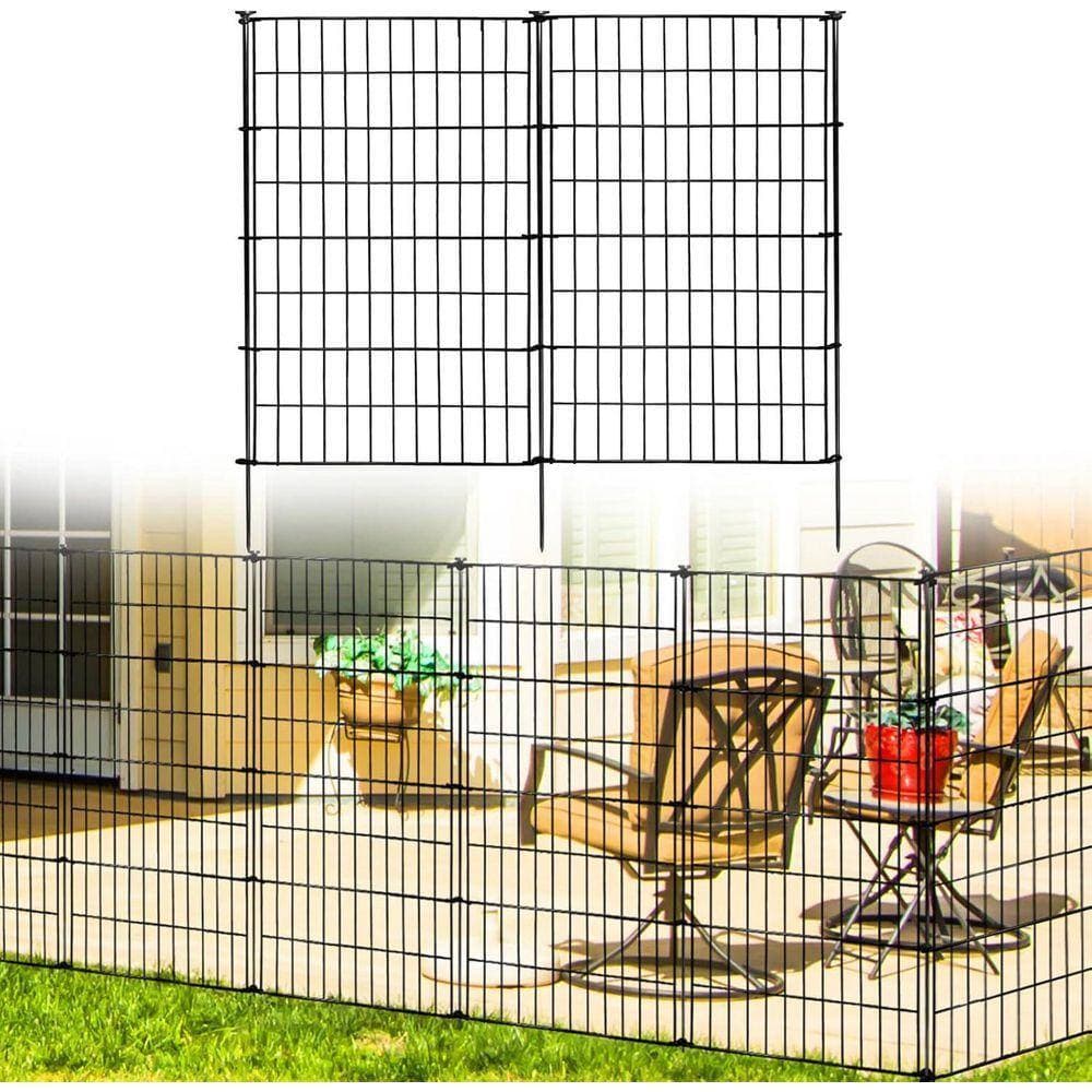 KIWDZFU Decorative Garden Fence No Dig Animal Barrier 40 in x 28in. Panels with Gate Rustproof Metal Wire for Dogs Rabbits Patio (2)