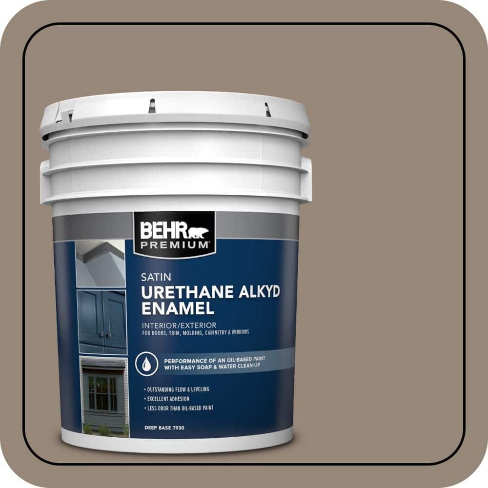 BEHR PREMIUM 5 gal. #PPU5-06A Light Truffle Urethane Alkyd Satin Enamel Interior/Exterior Paint