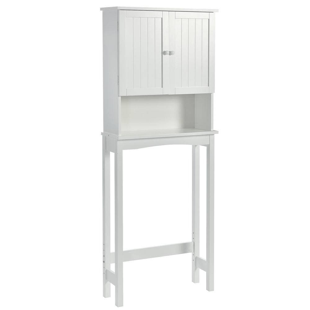 Unbranded 23.6 in. W x 8.8 in. D x 62.2 in. H Over-The-Toilet Bathroom Storage Wall Cabinet in White with Adjustable Shelf, Doors (2)