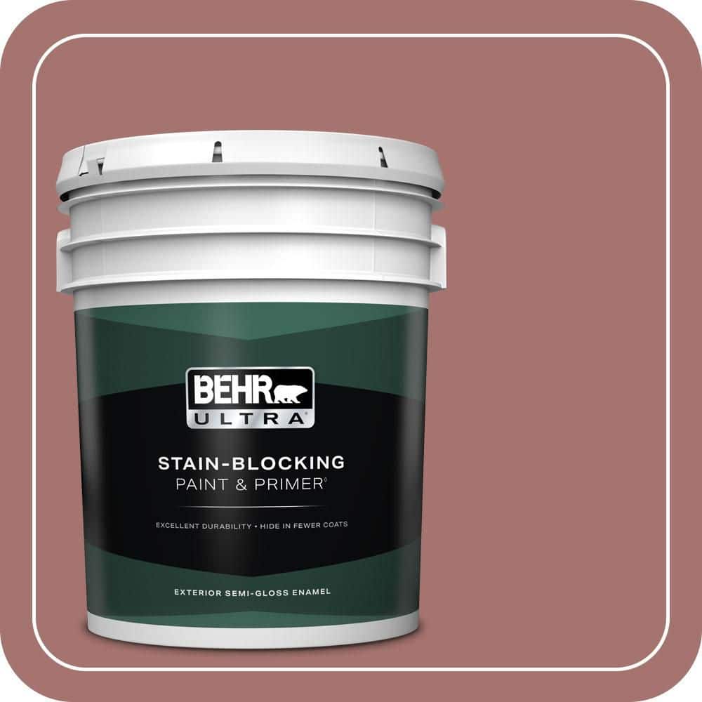 BEHR ULTRA 5 gal. #MQ1-17 Autumn Russet Semi-Gloss Enamel Exterior Paint & Primer