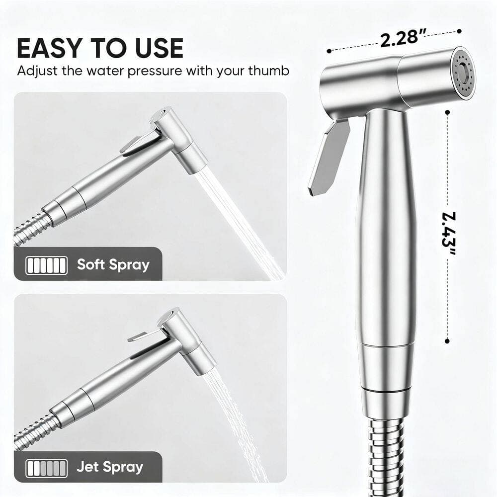 Wudkey Handheld Toilet Bidet Sprayer for Toilet, Stainless Steel Brushed Nickel Bidet Faucet Cloth Diaper for Feminine Wash (2)