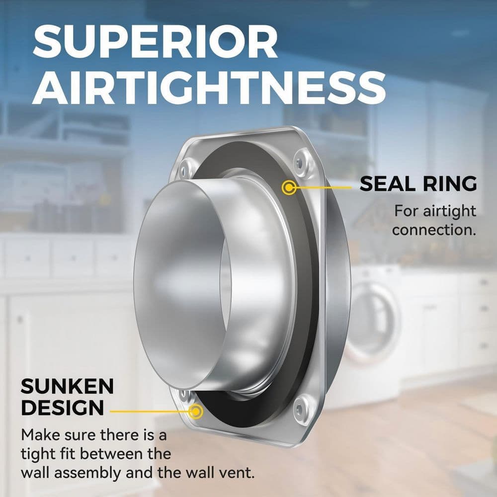 Helhom Magnetic Dryer Vent Coupling, Airtight Seal Dryer Vent Connector Kit, Includes 2.6 ft. 4 Inch Duct and Two Clamps (3)