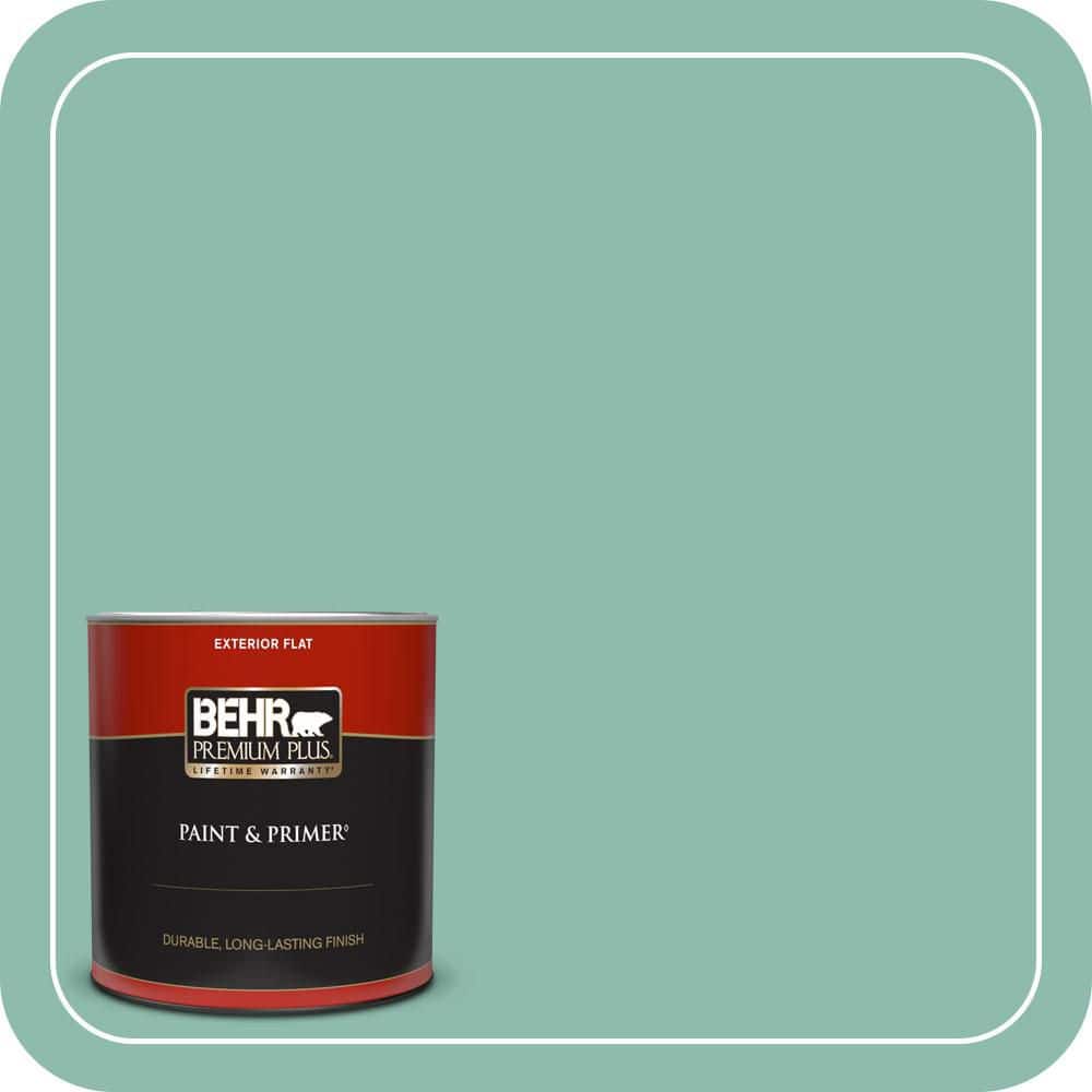 BEHR PREMIUM PLUS 1 qt. #MQ6-37 Mild Evergreen Flat Exterior Paint & Primer