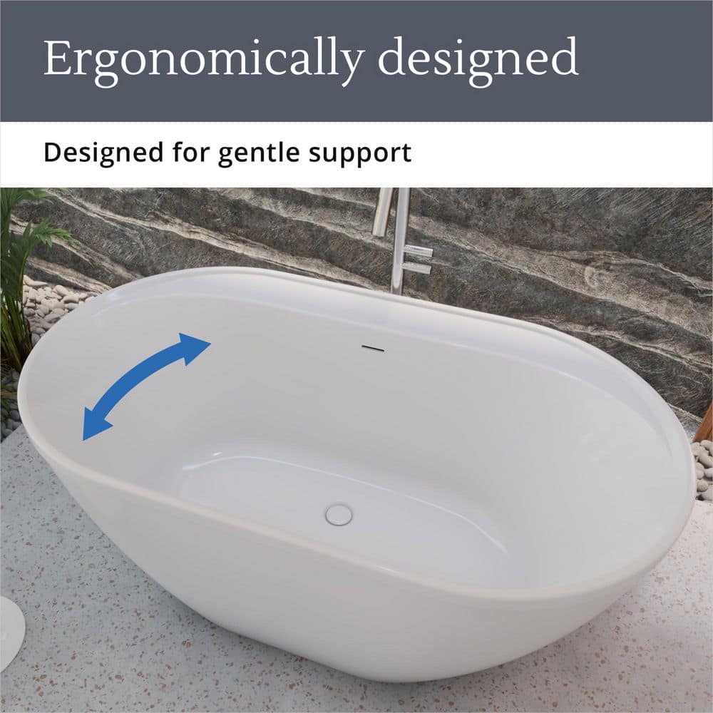 DreamLine Essence 34 in. Freestanding Acrylic Soaking Bathtub with Center Drain Polished Brass (4)