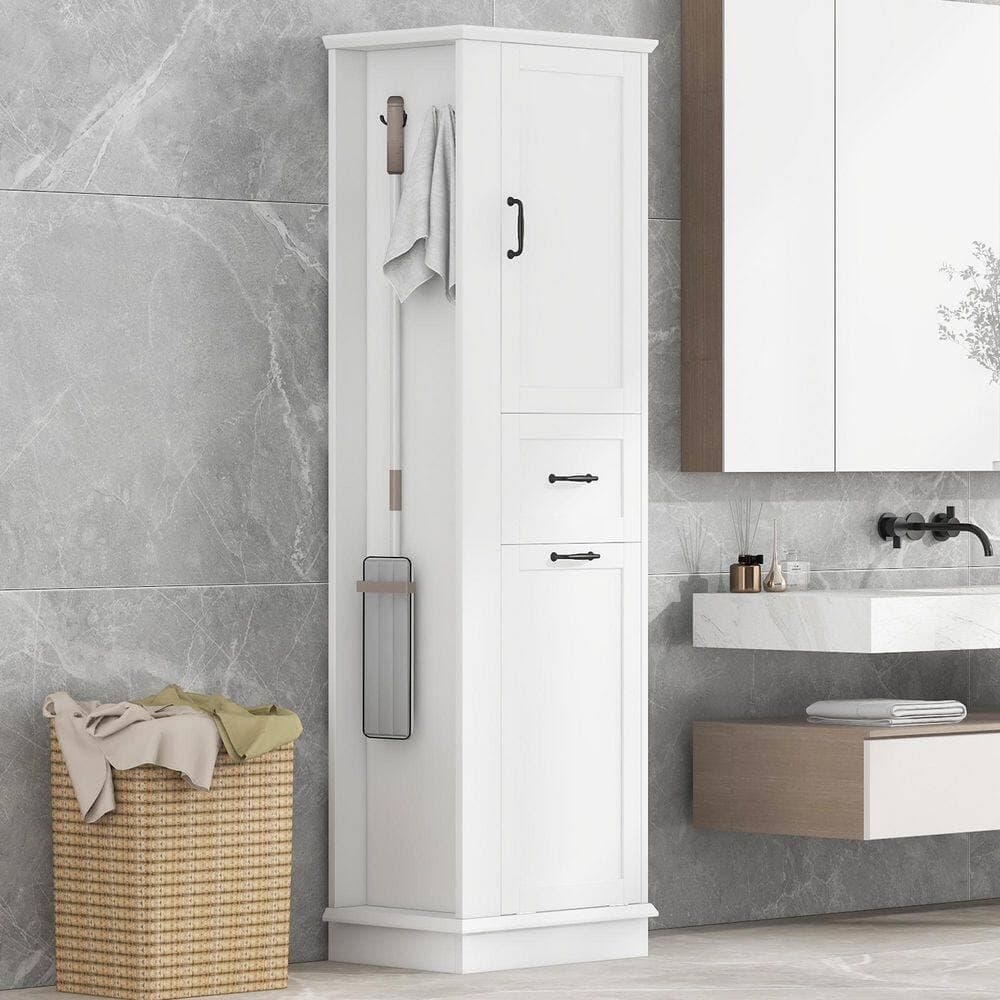 COWLOWN 20.3 in. W 13.8 in. D 67.8 in. H Linen Cabinet Tilt-Out Compartment, Adjustable Shelves (3)
