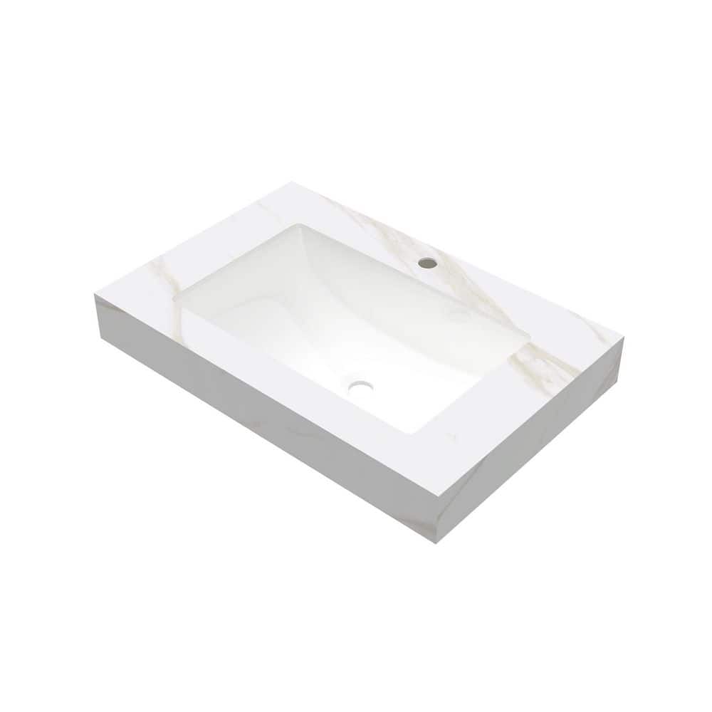 Boosicavelly 30 in. Undermount Rectangular Bathroom Sink in Carrara White (1)
