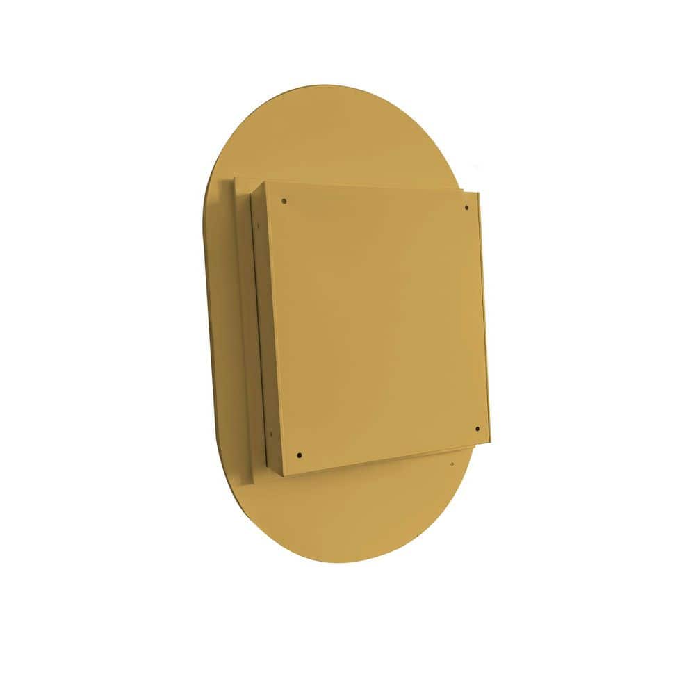 Siavonce 21 in. W x 33 in. D x 5 in. H Oval Built-in Linen Cabinet with Mirror and Adjustable Shelves, Matte Gold (1)