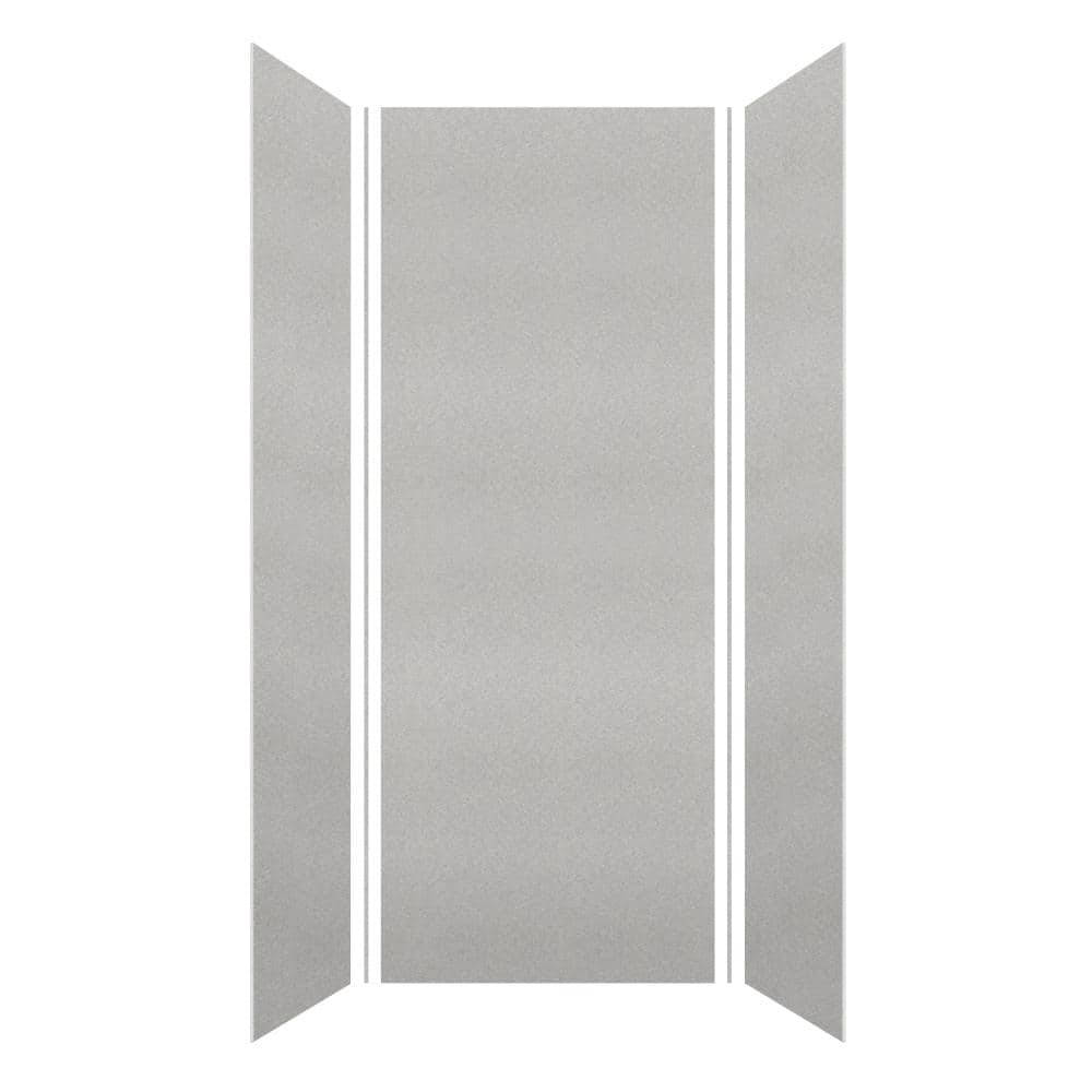 Transolid Saramar 36 in. W x 96 in. H x 36 in. D 3-Piece Glue to Wall Alcove Shower Wall Kit in Grey Beach Velvet (1)