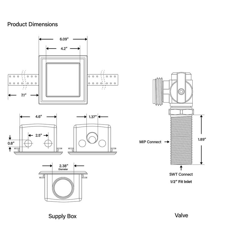 PLUMBFLEX 1/2 in. Sweat/MIP Brass Washing Machine Valve Fittings in White ABS Plastic Double Interlocking Outlet Box (3)